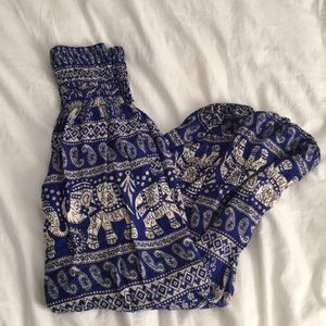 Flowy Blue Elephant Pants